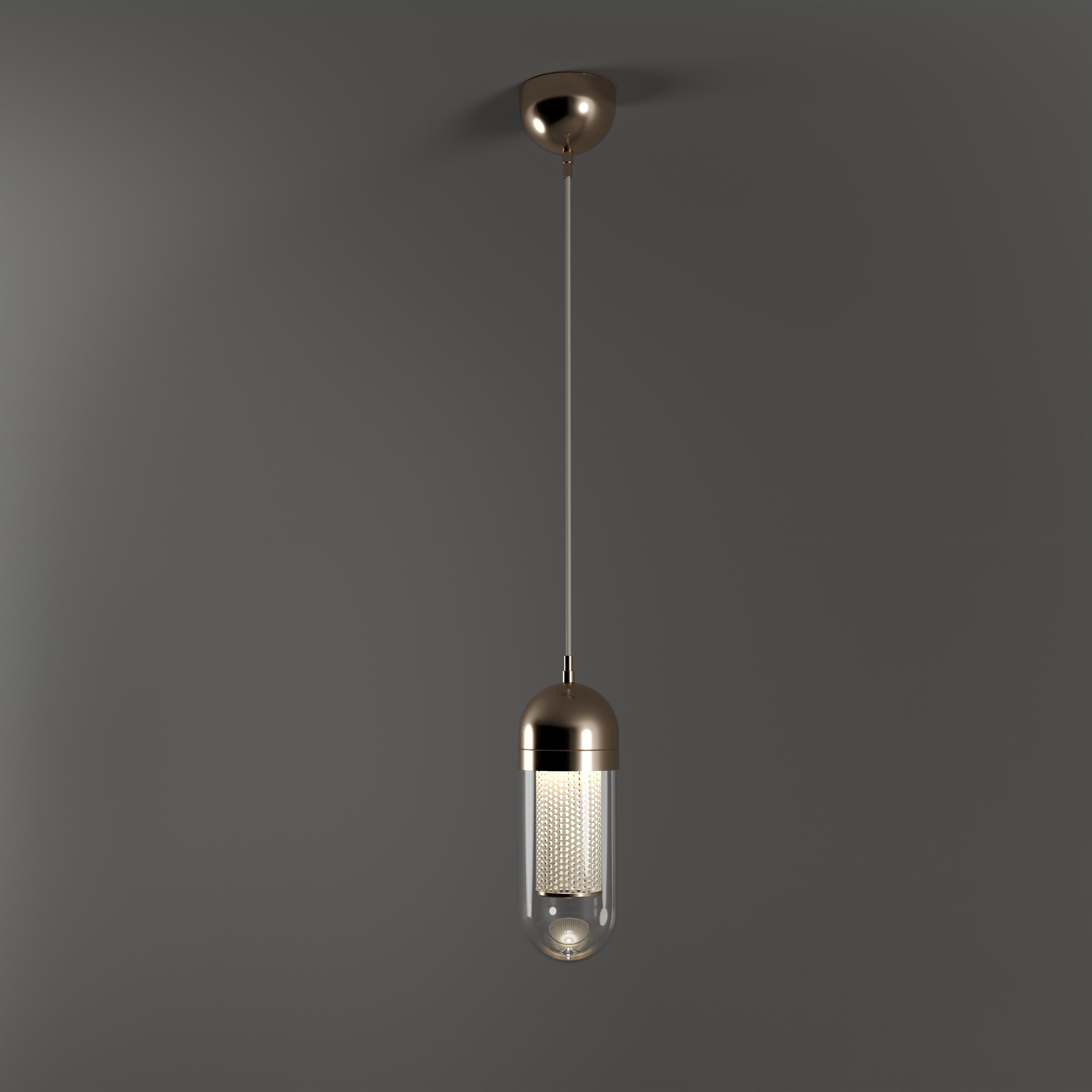 Lampe à suspension Denver II du 21e siècle en verre et métal  en vente 4