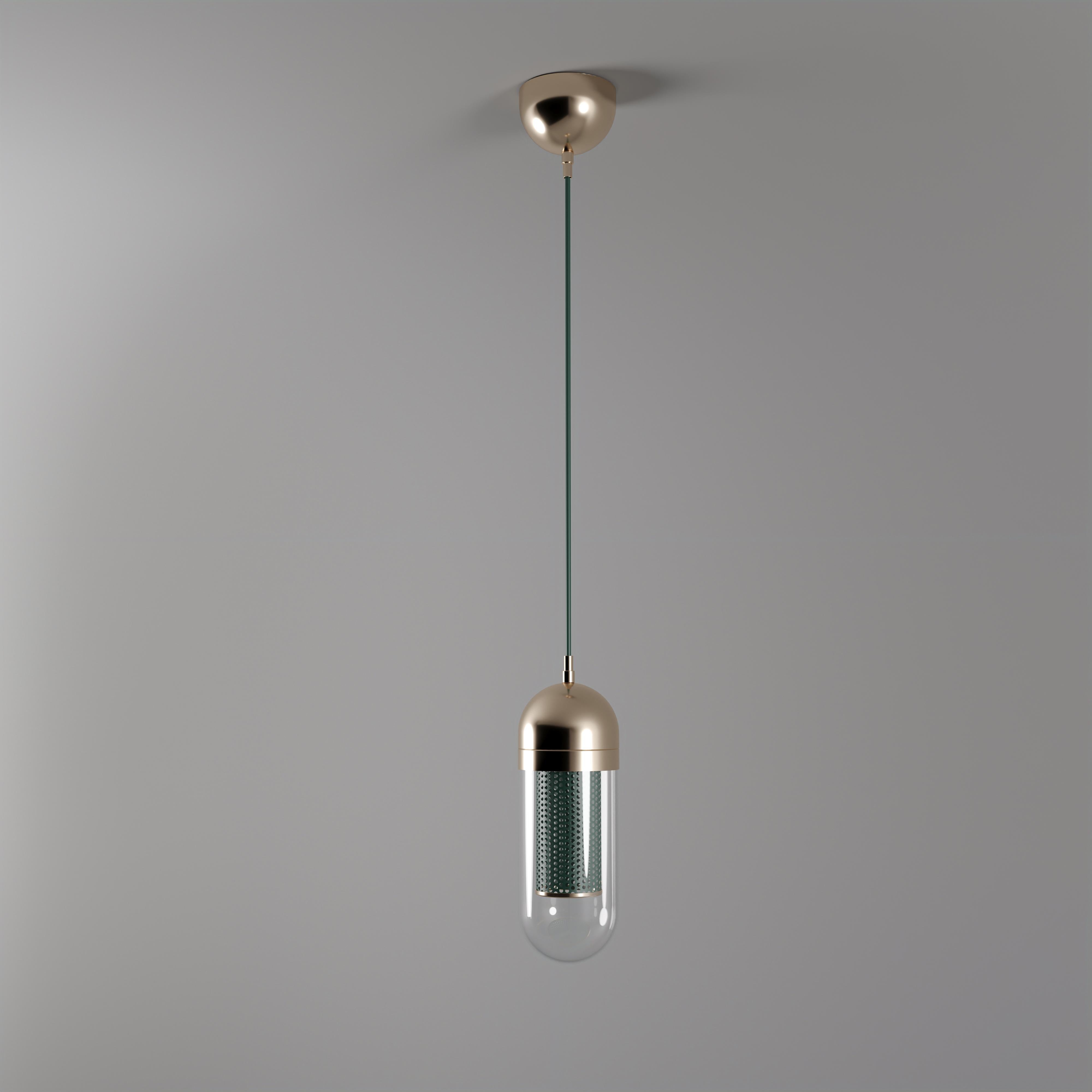 Contemporary 21st Century Denver II Pendant Lamp Glass Metal  For Sale