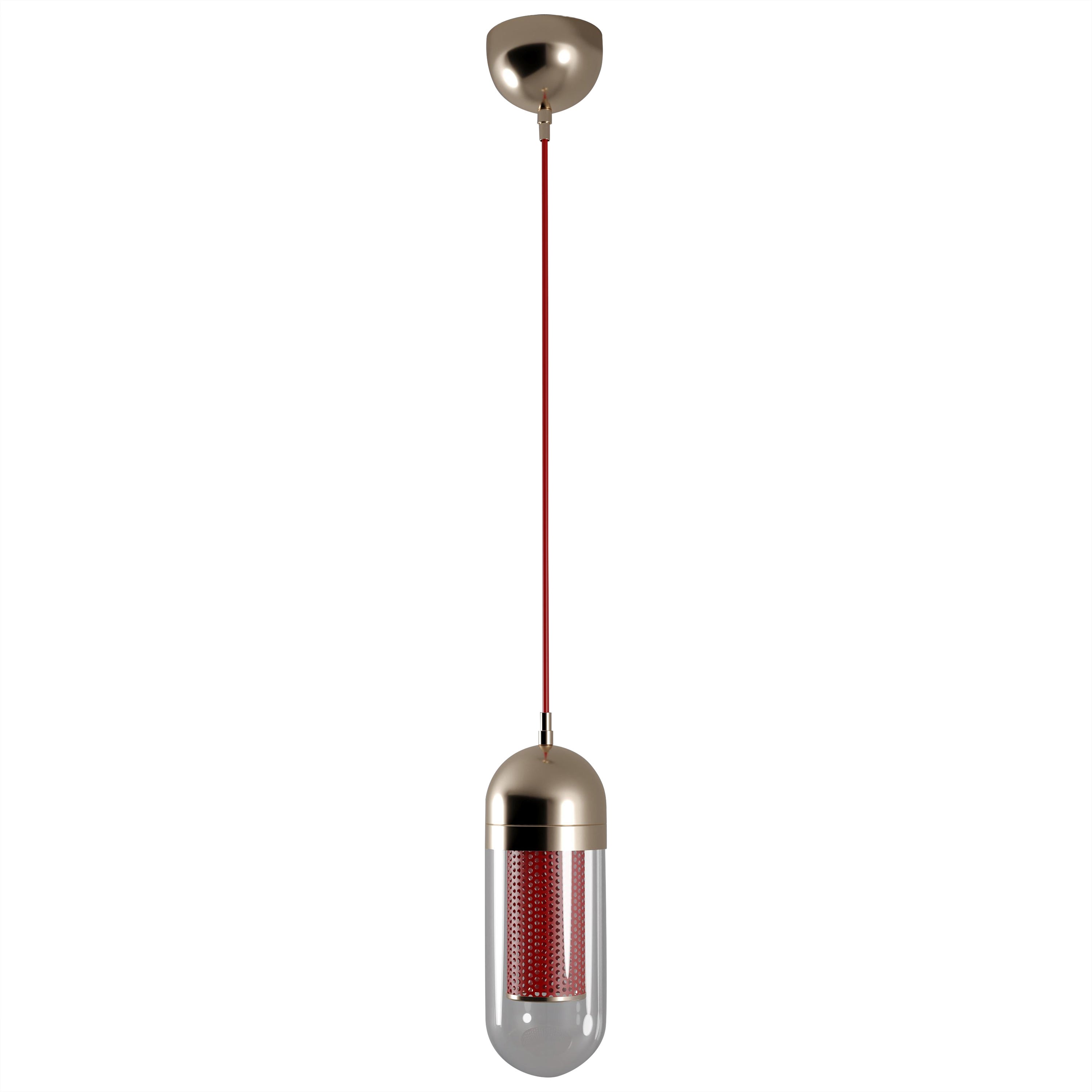 Lampe à suspension Denver II du 21e siècle en verre et métal