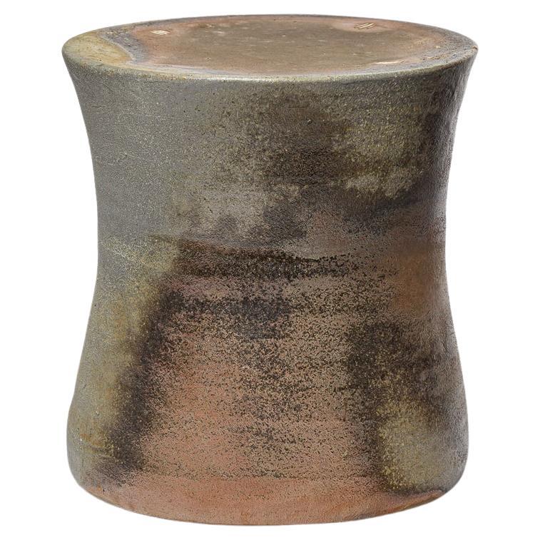 21st century design brown and grey ceramic stool or low table by B. Chassang 1/2