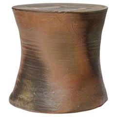 21st century design brown and grey ceramic stool or low table by B. Chassang 2/2