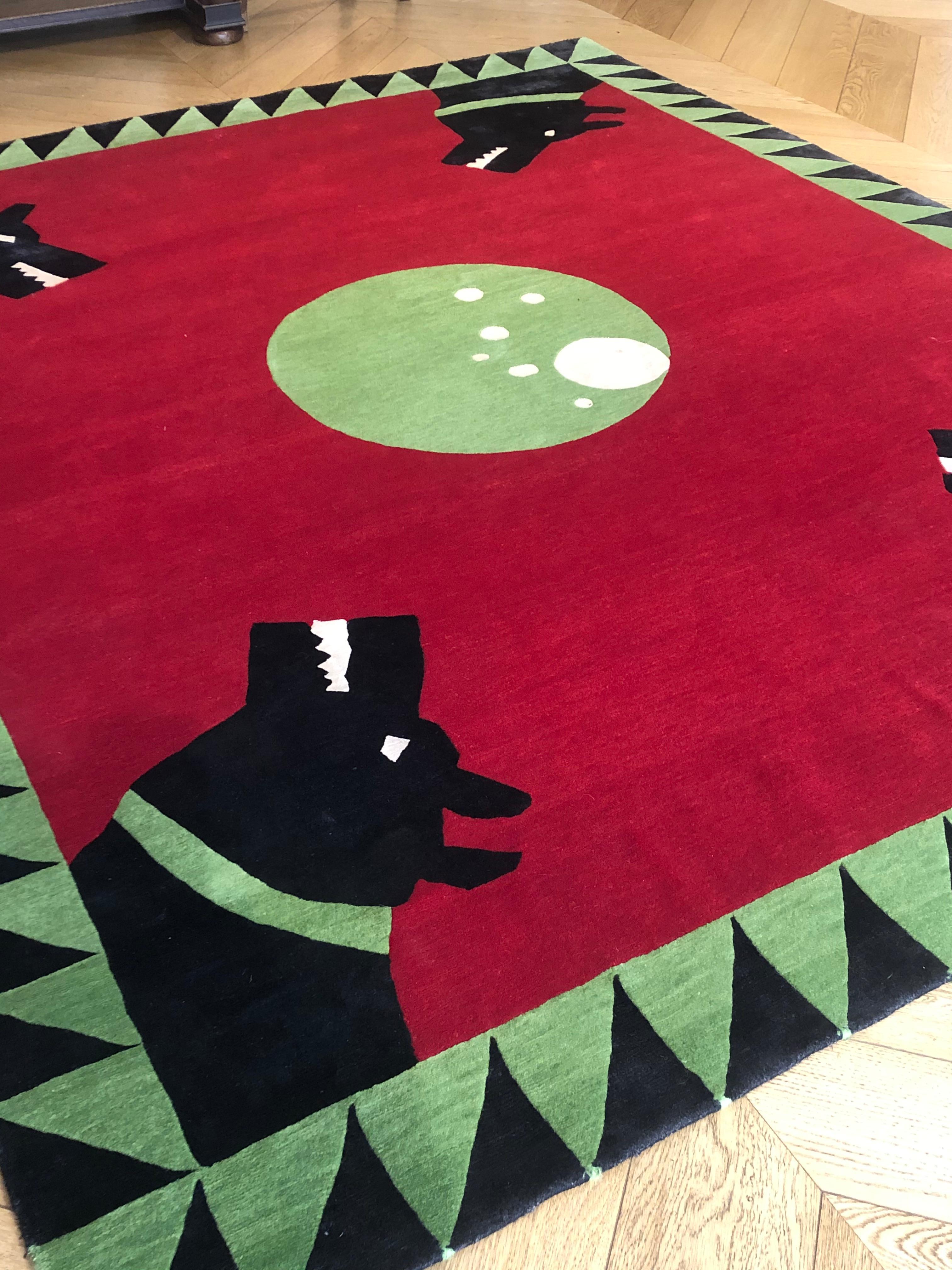 Hand-Knotted 21st Century Design Carpet Trusty Neapolitan Mastiff Elia by Angela de Nozza For Sale