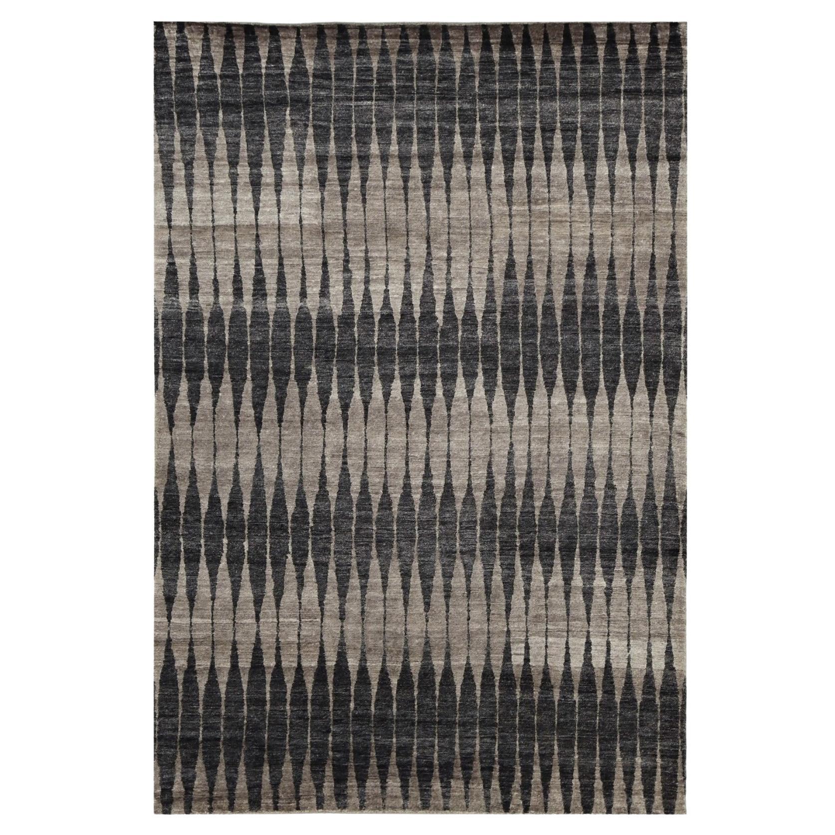 21st Century Design Fine Silk Rug Hand Knotted Gray Charcoal