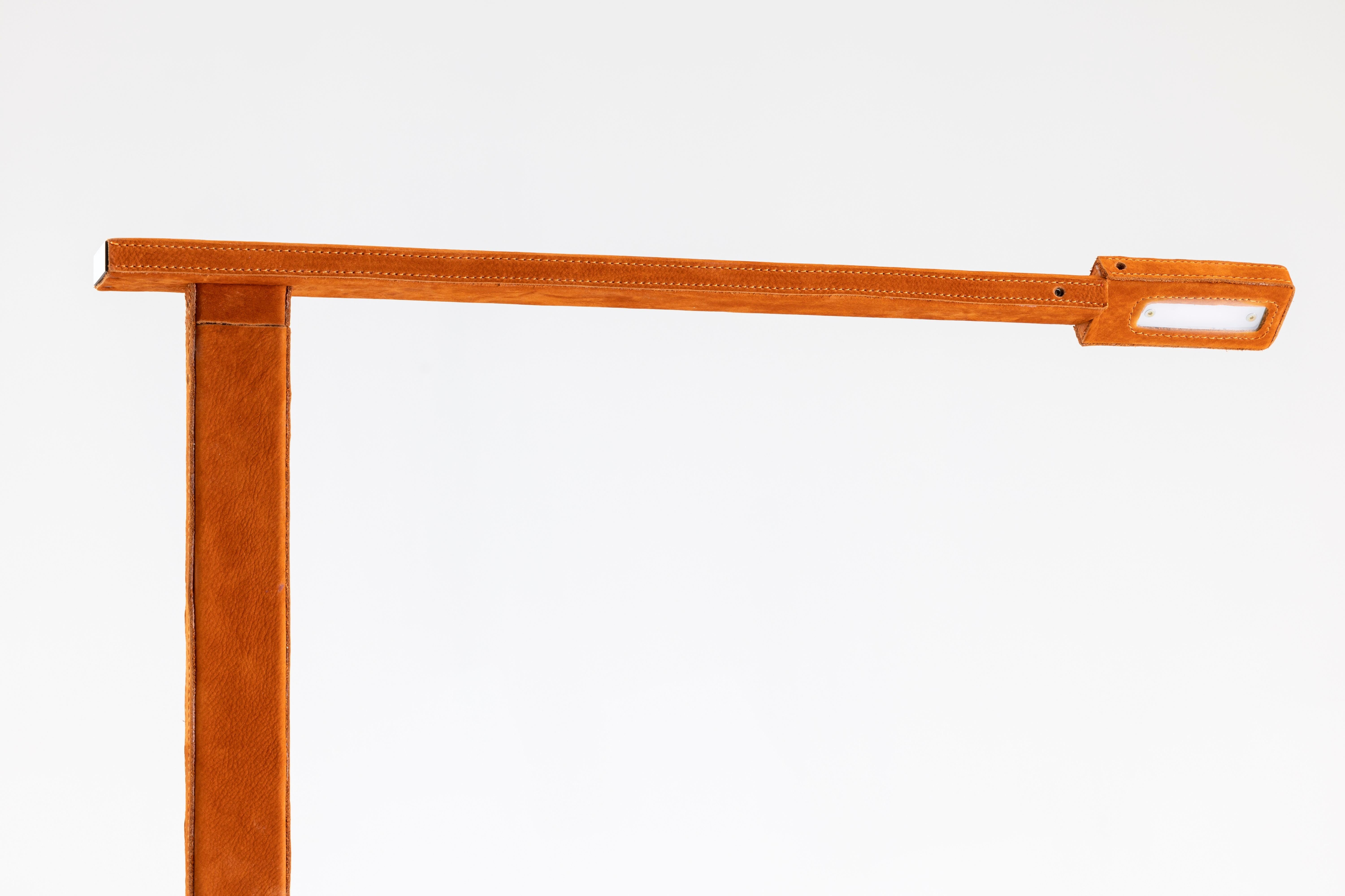 Italian 21st Century Design William Pianta Floor Lamp TAMARA orange nubuk LED For Sale