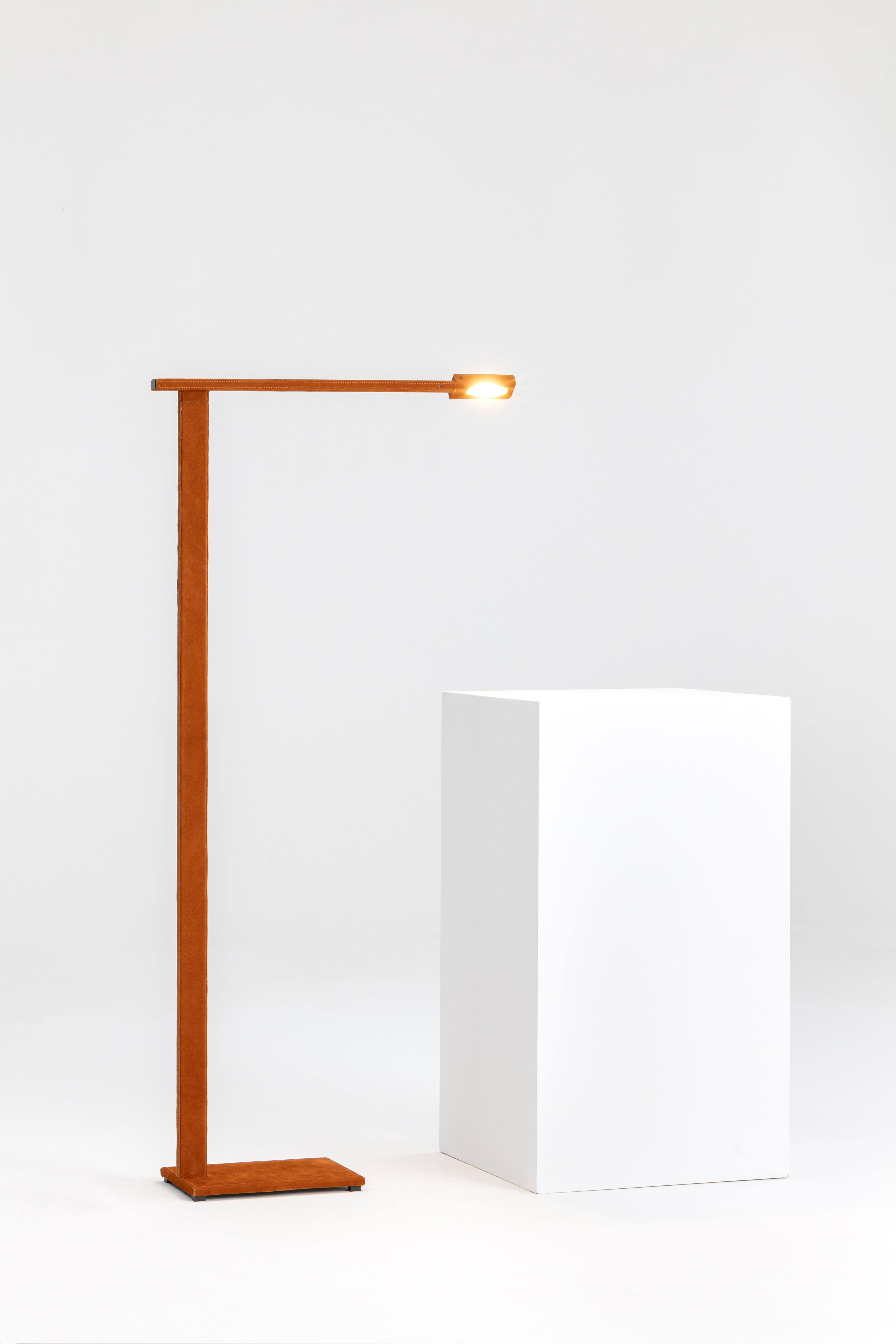 Contemporary 21st Century Design William Pianta Floor Lamp TAMARA orange nubuk LED For Sale