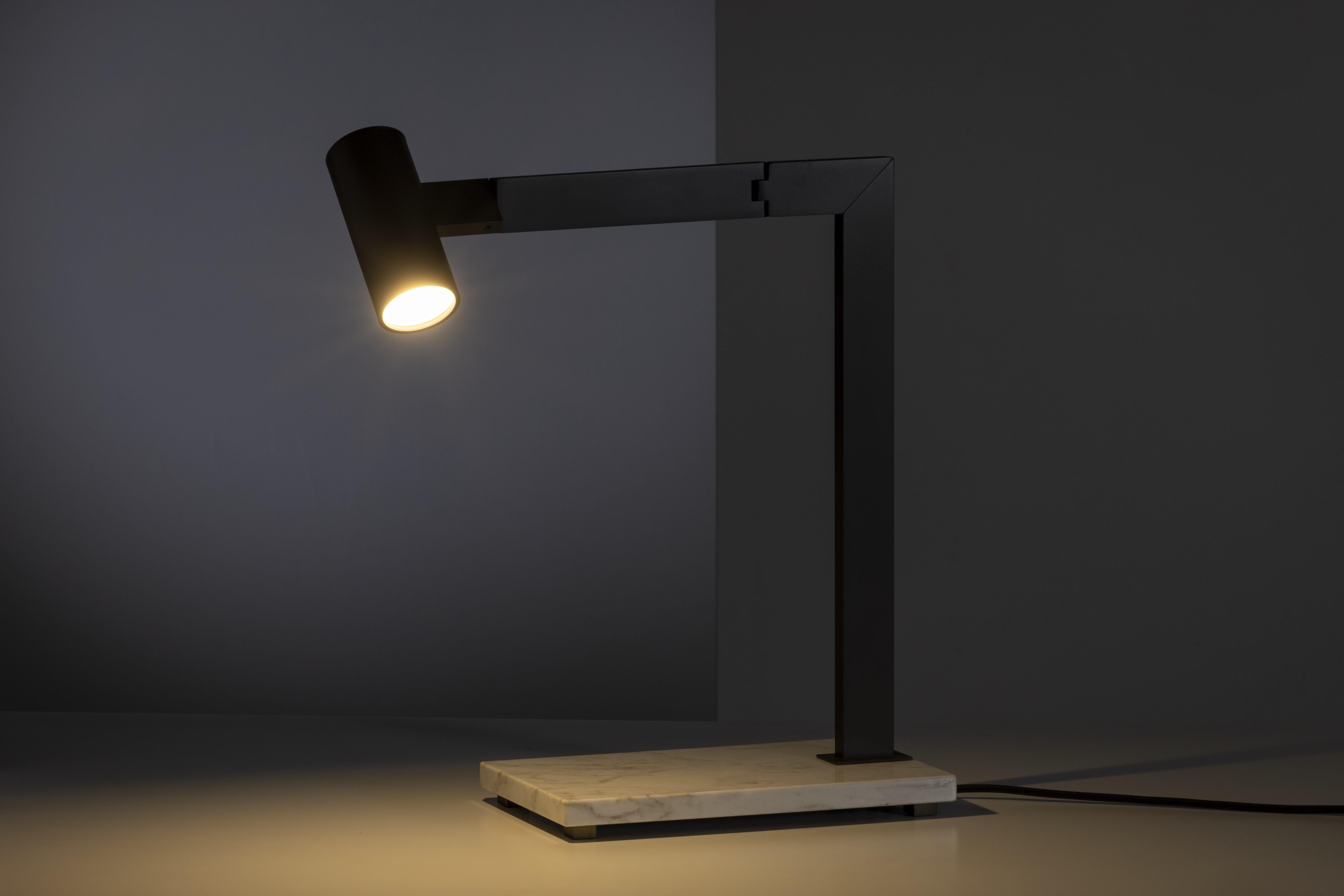 Italian 21st Century Design William Pianta Table Desk Lamp Mahari MARBLE Burnished LED For Sale