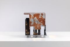 21st Century Design William Pianta table Lamp CUBO small polish chrome red marbl