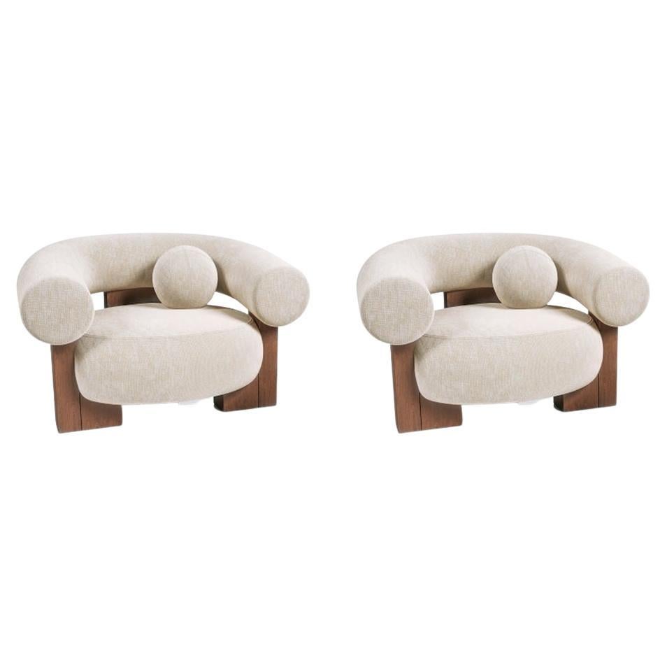 Zeitgenössischer moderner Cassete-Sessel aus Stoff und Holz, 2er-Set von Sammler im Angebot