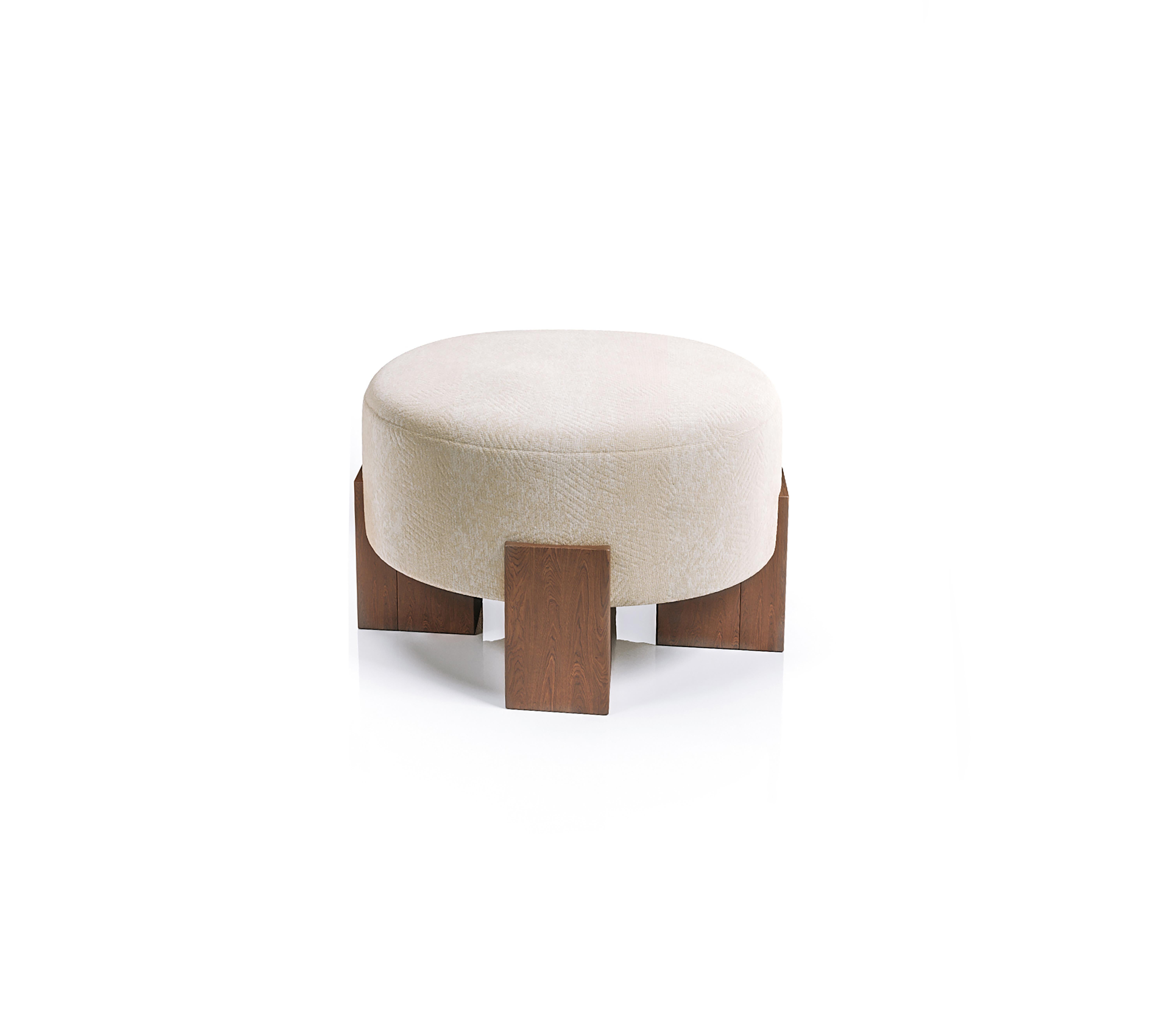 Contemporary Modern Cassete Armchair & Puff in Fabric & Wood by Collector Studio For Sale 1