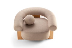 Contemporary Modern Cassette Armchair in Beige boucle by Collector Studio