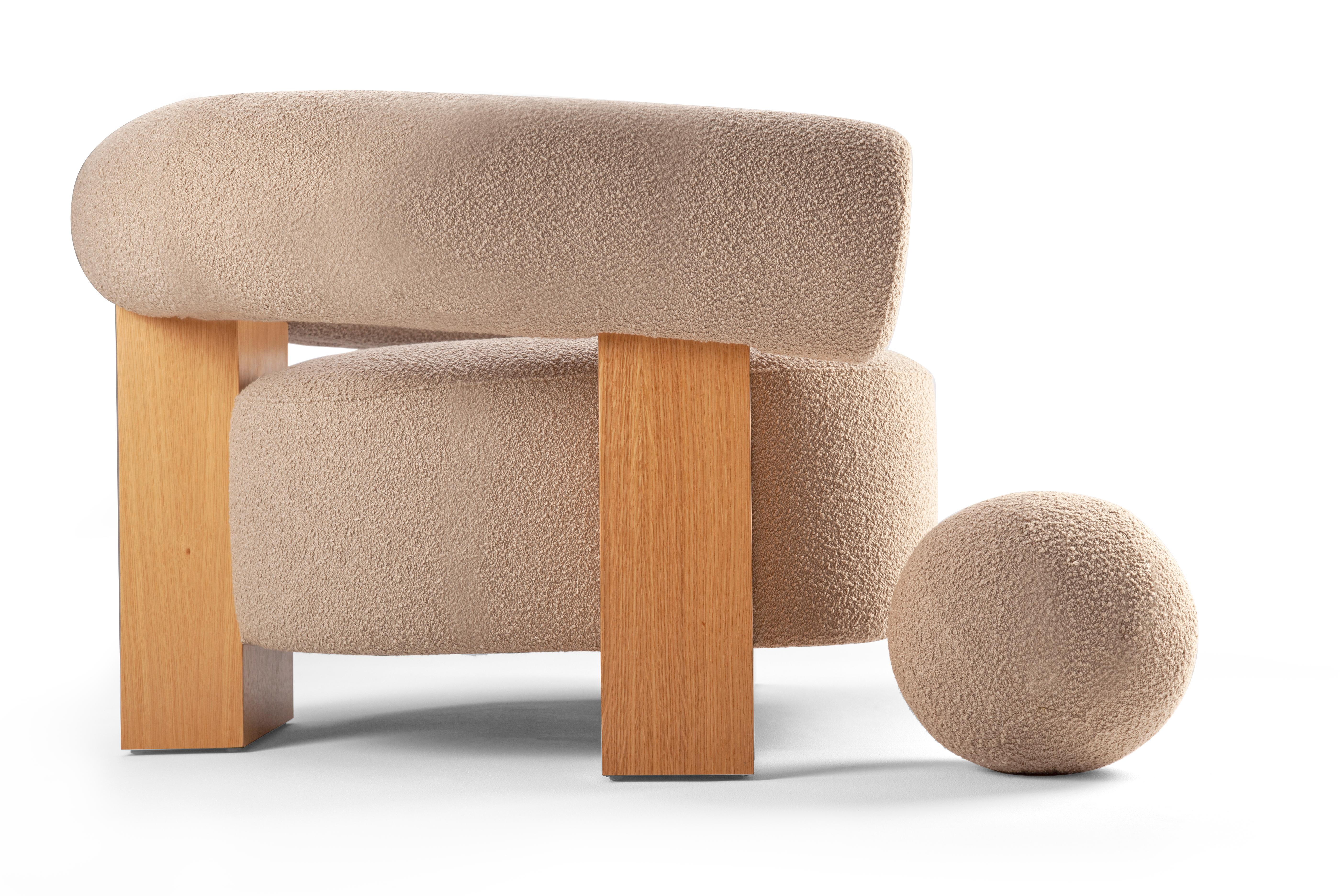 Contemporary Modern Cassette Armchair in Beige boucle by Collector Studio In New Condition For Sale In Castelo da Maia, PT