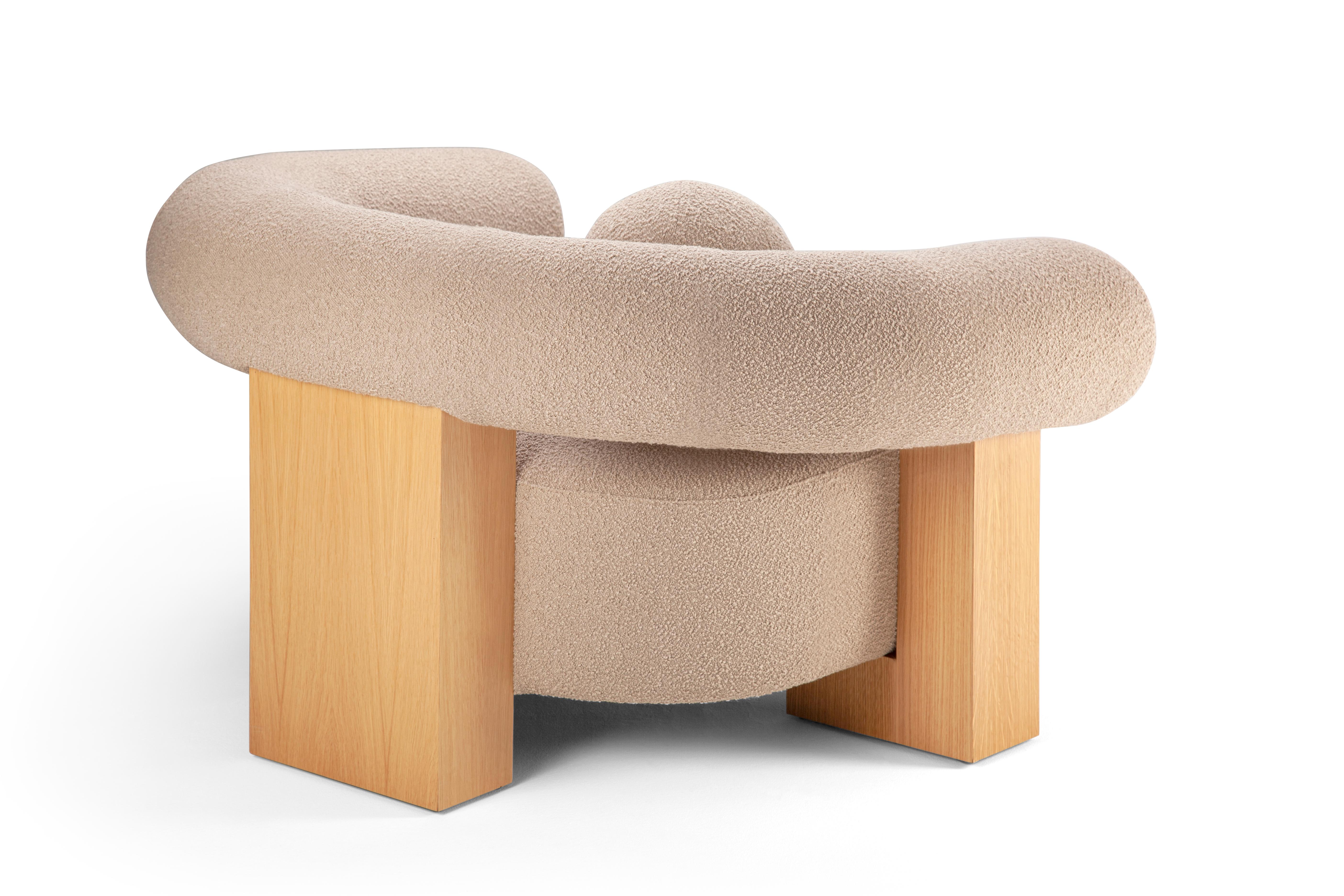 Tissu Contemporary Modern Cassette Armchair in Beige boucle by Collector Studio en vente