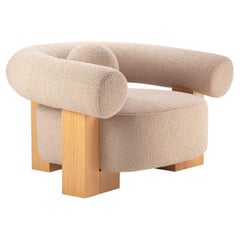Contemporary Modern Cassette Armchair in Beige boucle by Collector Studio