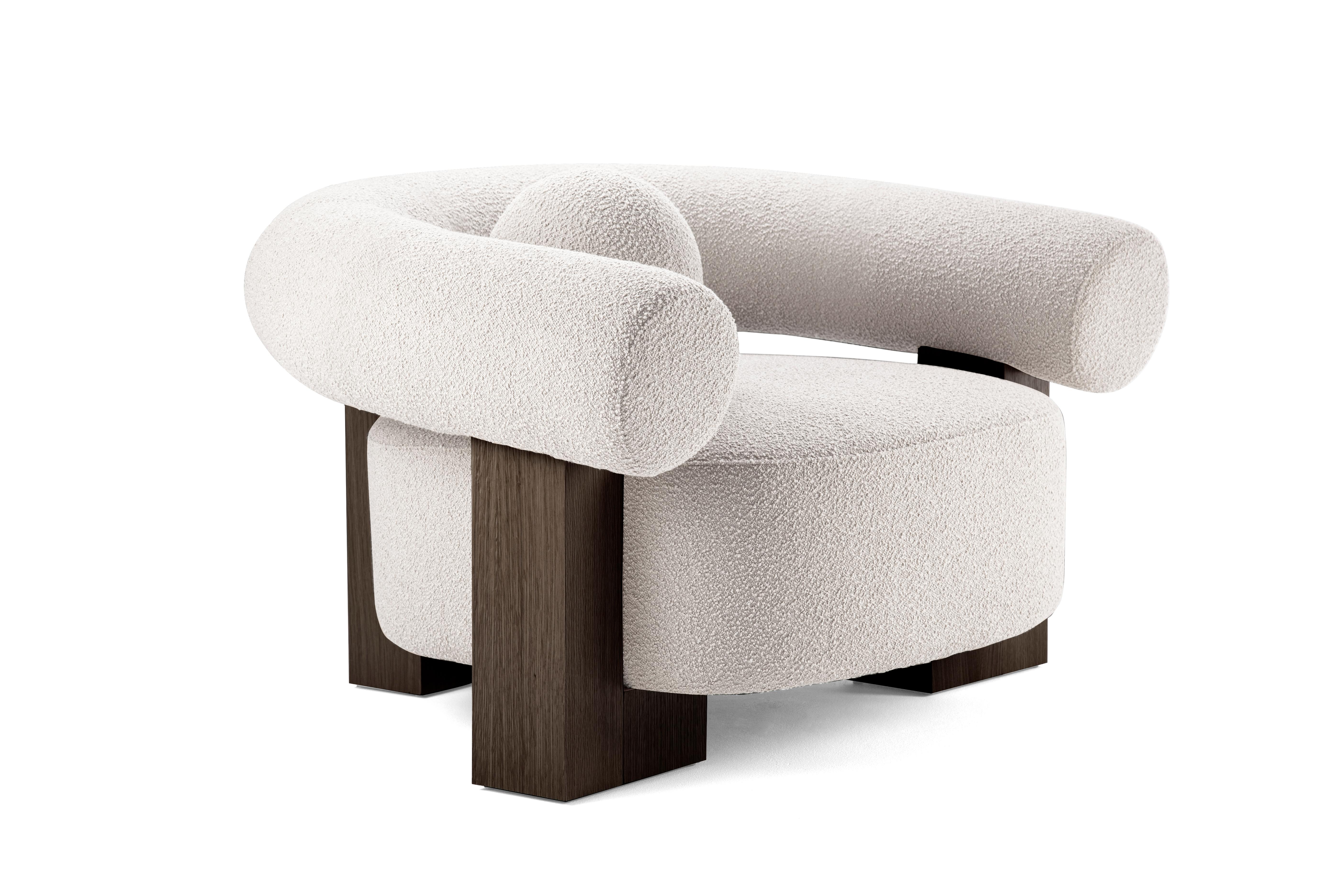 Contemporary Modern Cassete Armchair in Zumirez Moonbeam Fabric by Collector  For Sale 1