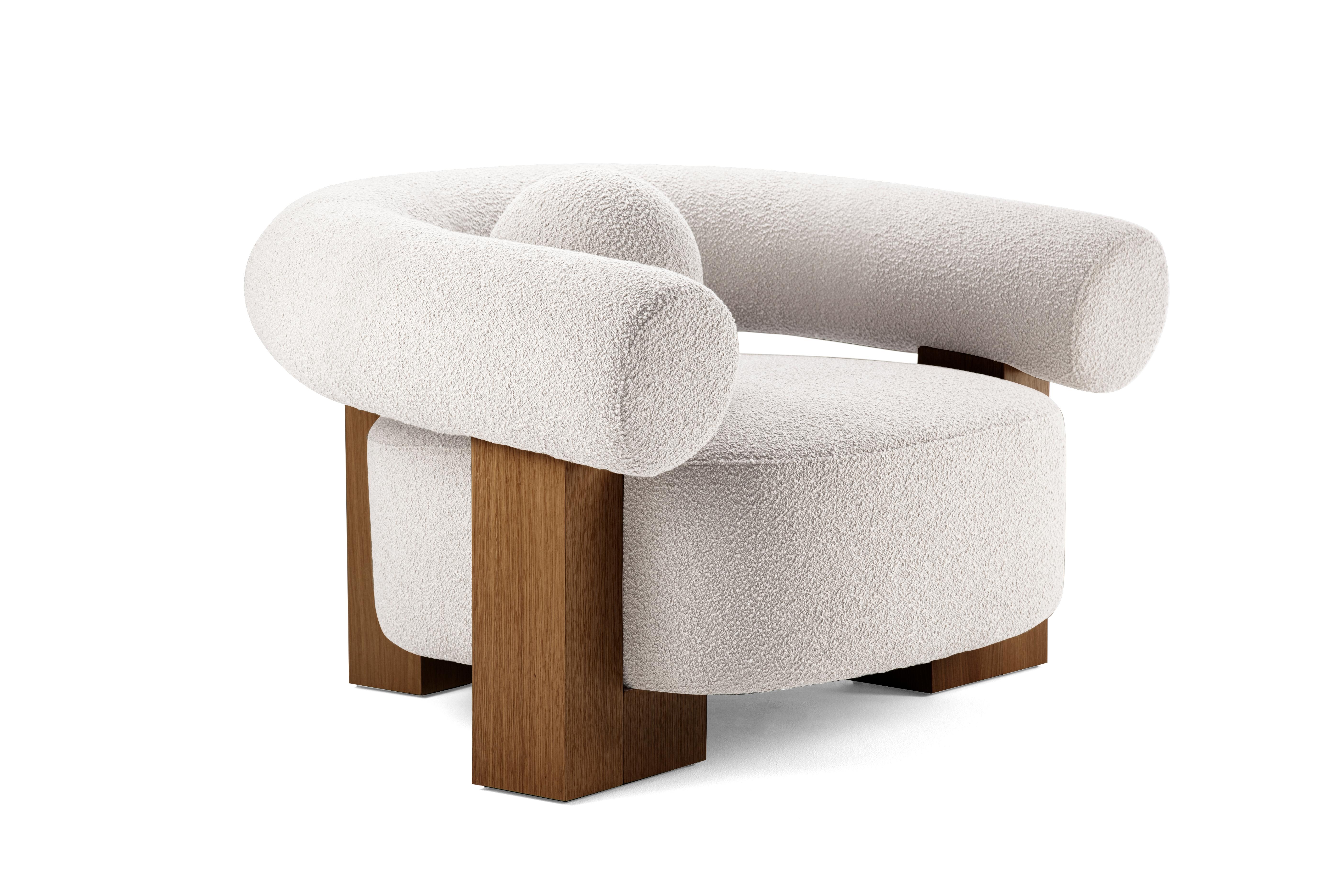 Contemporary Modern Cassete Armchair in Zumirez Moonbeam Fabric by Collector  For Sale 2