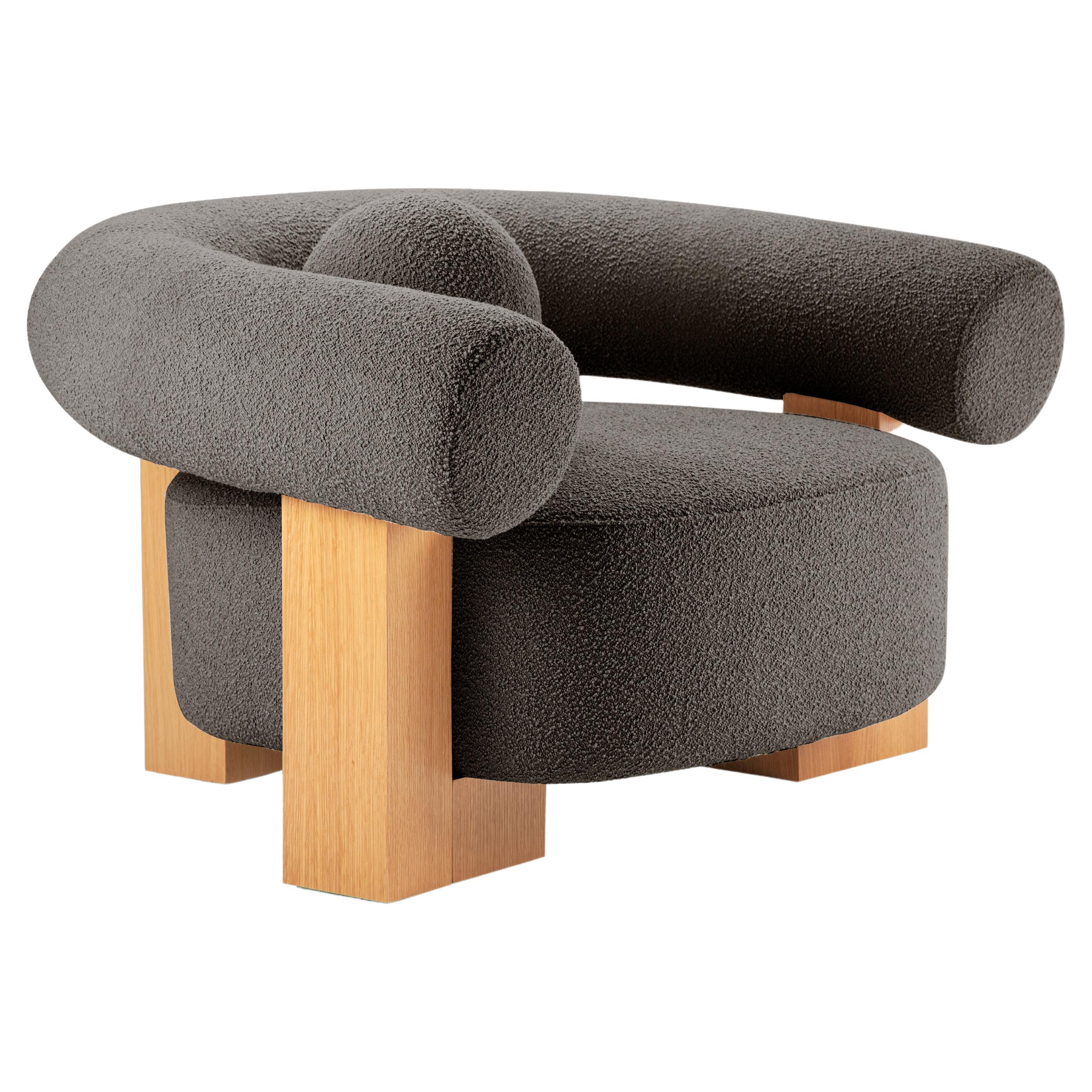 Contemporary Modern Cassete Armchair in Zumirez Umber Fabric by Collector Studio For Sale