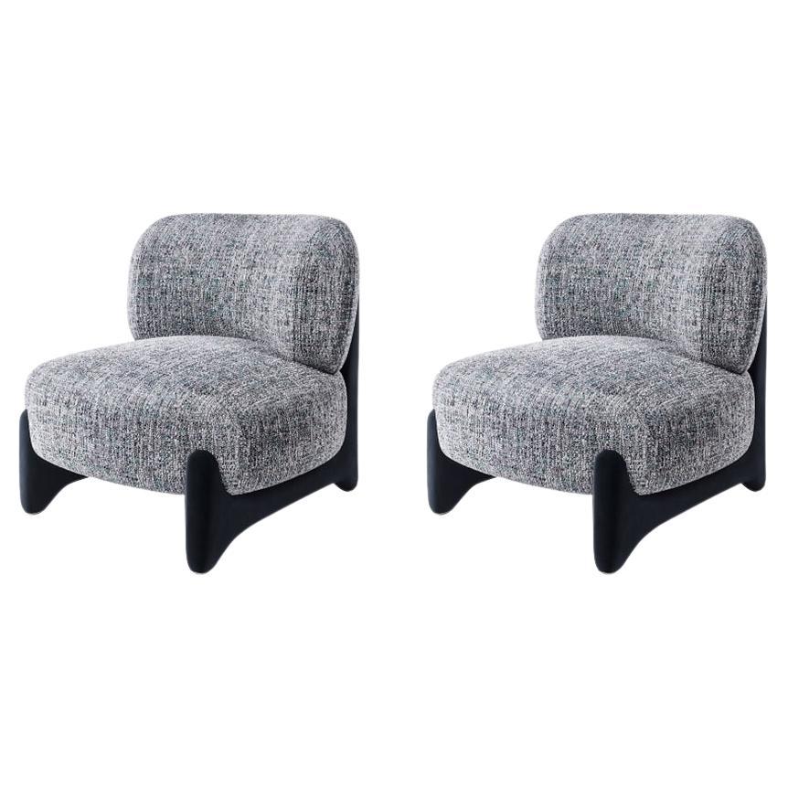 21st Century Designed by Alter Ego Tobo Armchair Fabric Wood, Set of 2 For Sale