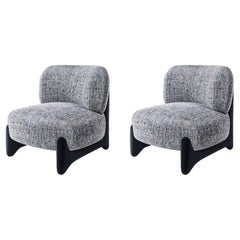 21st Century Designed by Alter Ego Tobo Armchair Fabric Wood, Set of 2