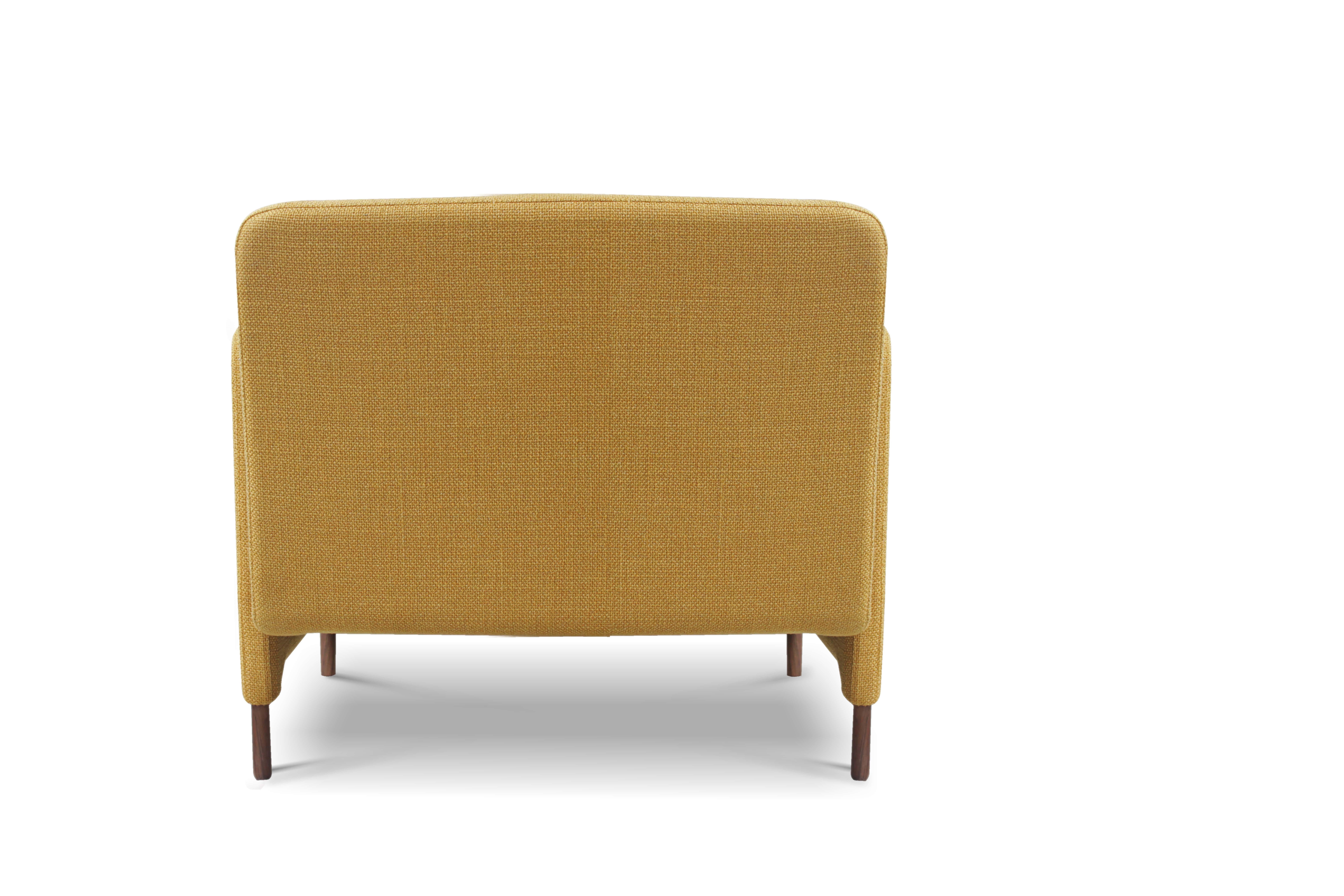 Contemporary Carson Armchair in Oak & Yellow Fabric by Collector Studio In New Condition For Sale In Castelo da Maia, PT