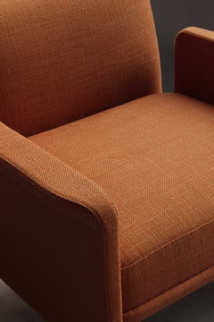 Contemporary Modern Carson Armchair in Oak and Orange Fabric by Collector Studio