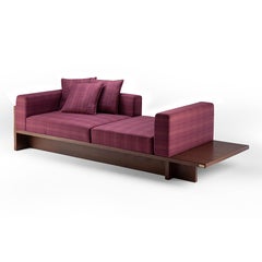 Contemporary Modern Chaplin Sofa in Bordeaux Fabric & Dark Oak by Collector