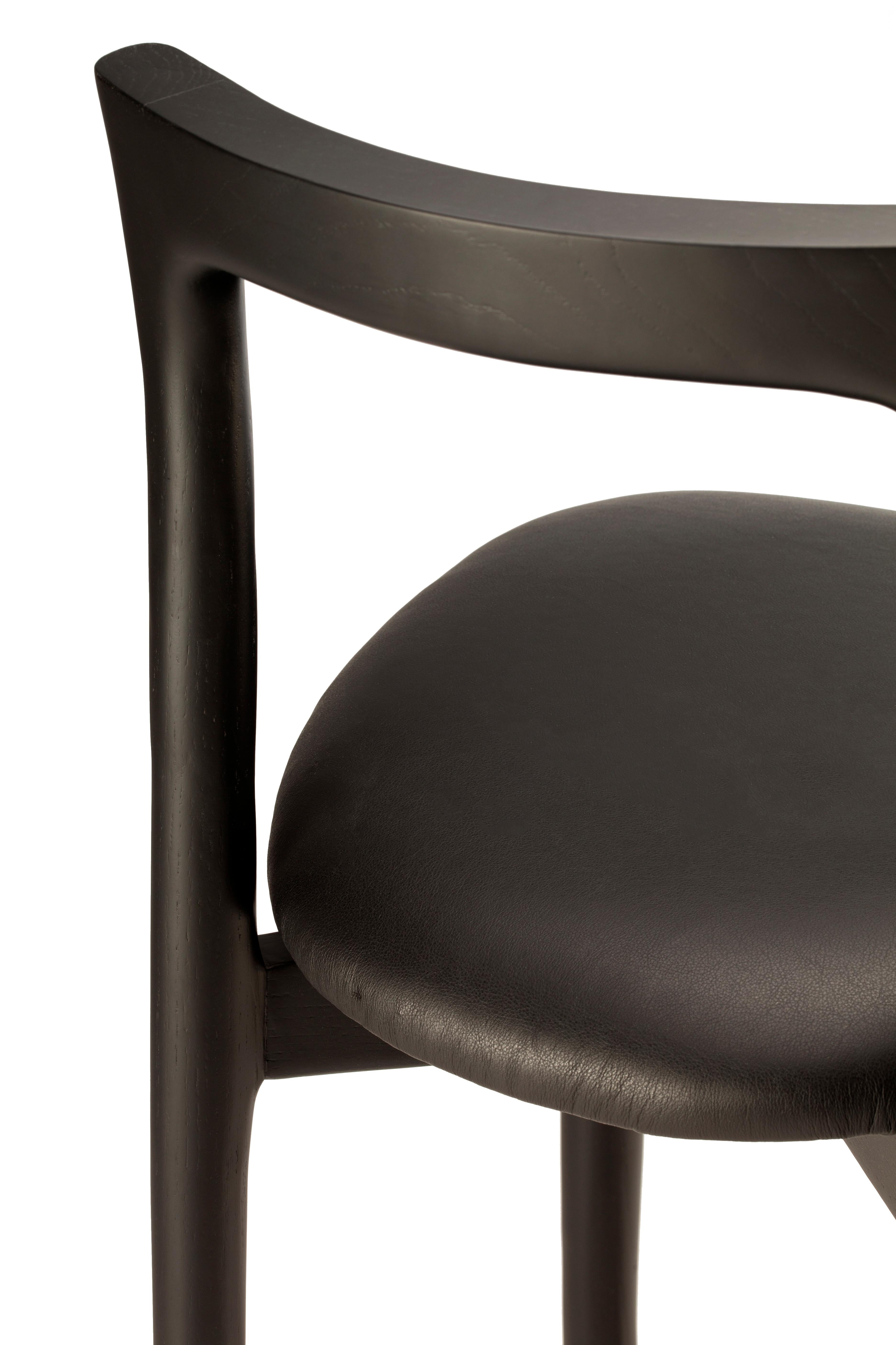 Contemporary 21st Century Designed by Collector Studio Grey Bar Chair Leather, Set of 4 For Sale