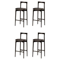 21st Century Designed by Collector Studio Grey Bar Chair Leather, Set of 4