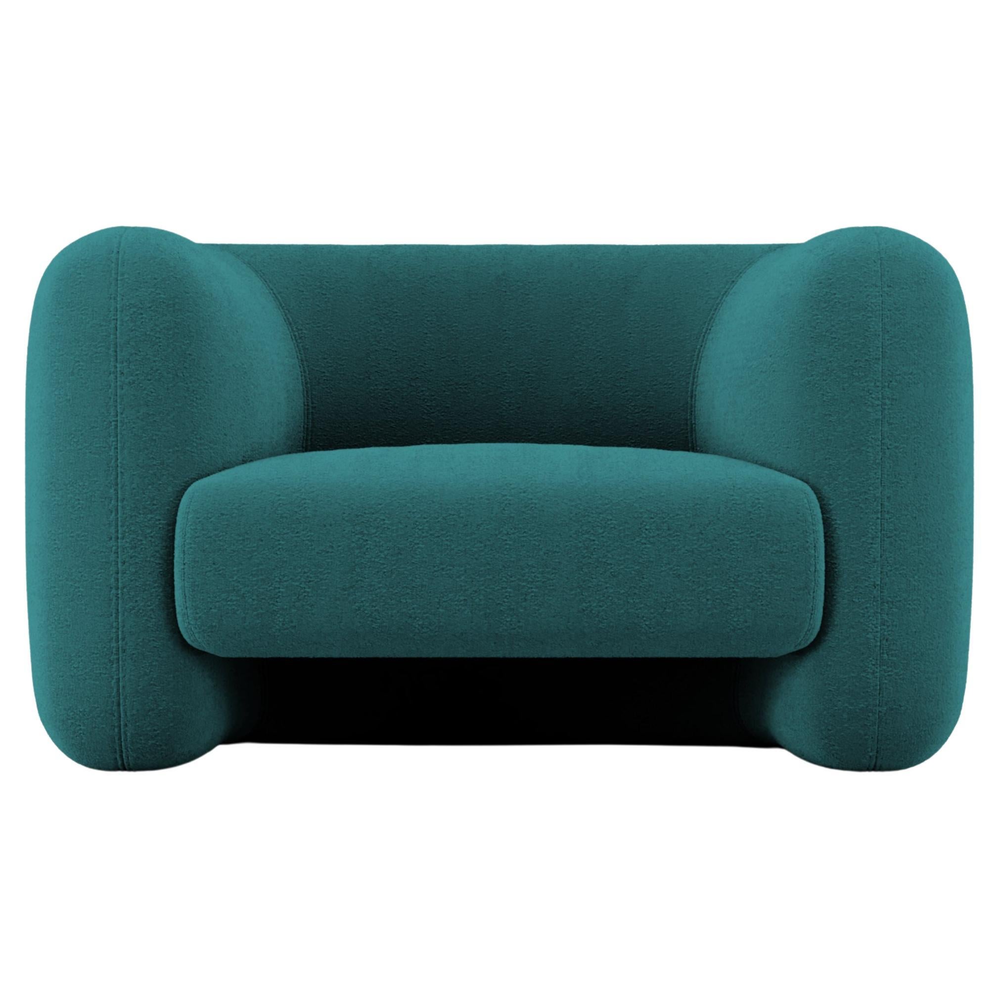 21st Century Designed by Collector Studio Jacob Armchair Boucle Ocean Blue For Sale