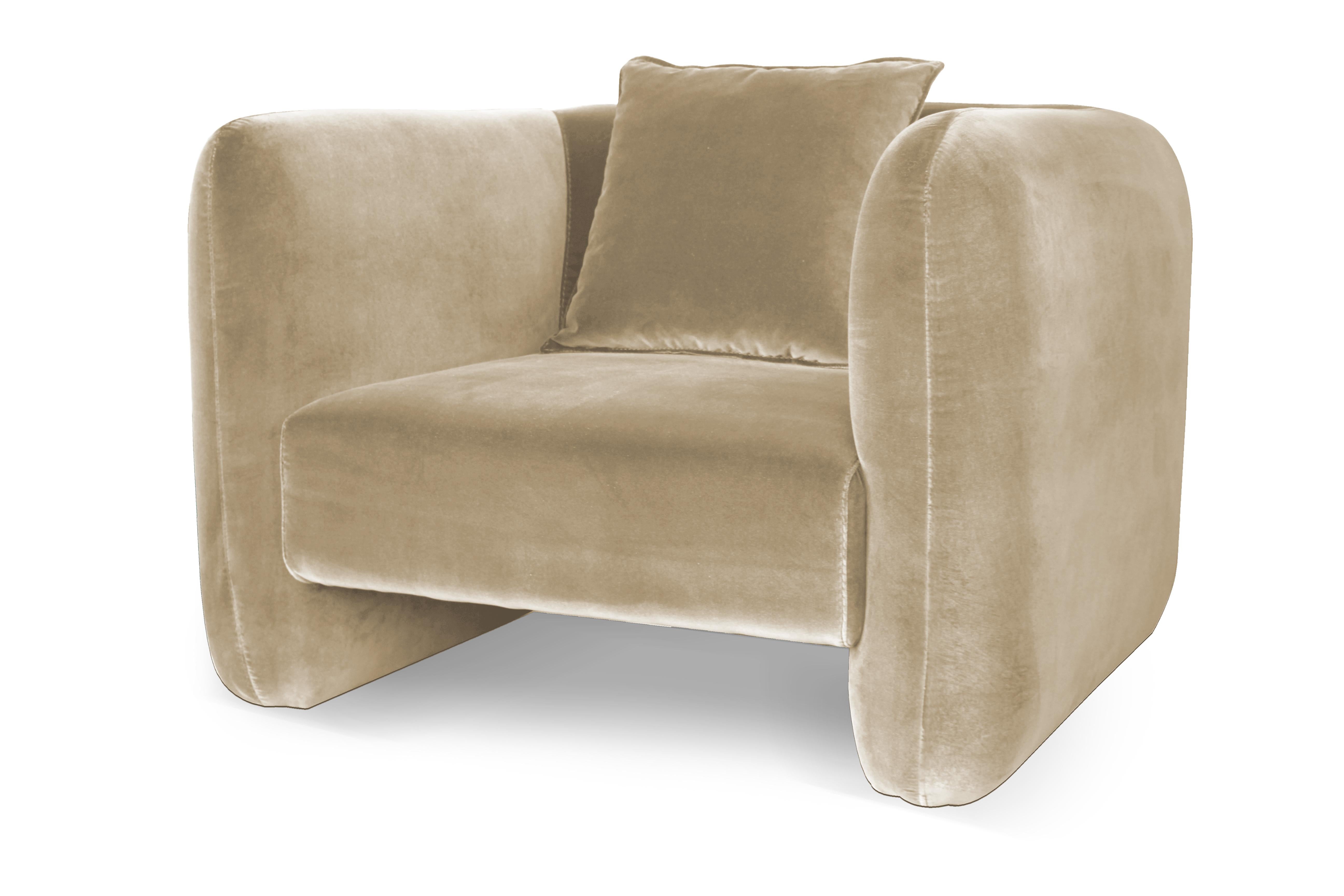 Contemporary Modern Jacob Armchair in Beige Fabric by Collector Studio

This fun and sophisticated 21st century armchair designed by Collector Studio, with its simple shape and attractive color game along with other possible combinations of