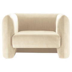 Contemporary Modern Jacob Armchair in Beige Velvet Fabric by Collector Studio