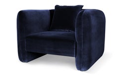 Contemporary Modern Jacob Armchair in Blue Fabric by Collector Studio