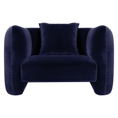 Contemporary Modern Jacob Armchair in Blue Fabric by Collector Studio
