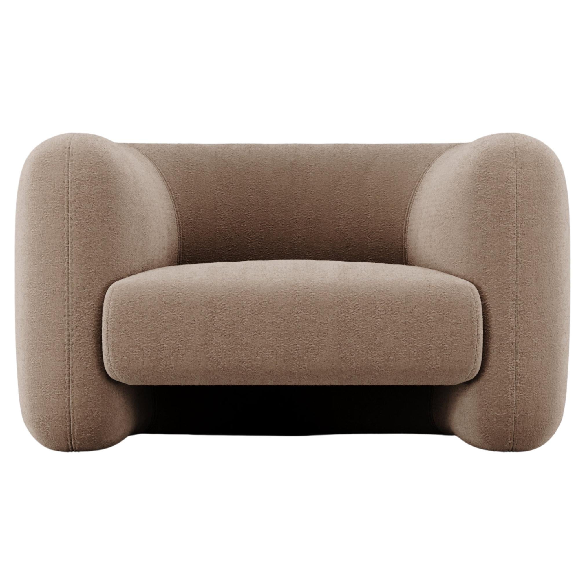 21st Century Designed by Collector Studio Jacob Armchair Fabric bouclé Brown For Sale