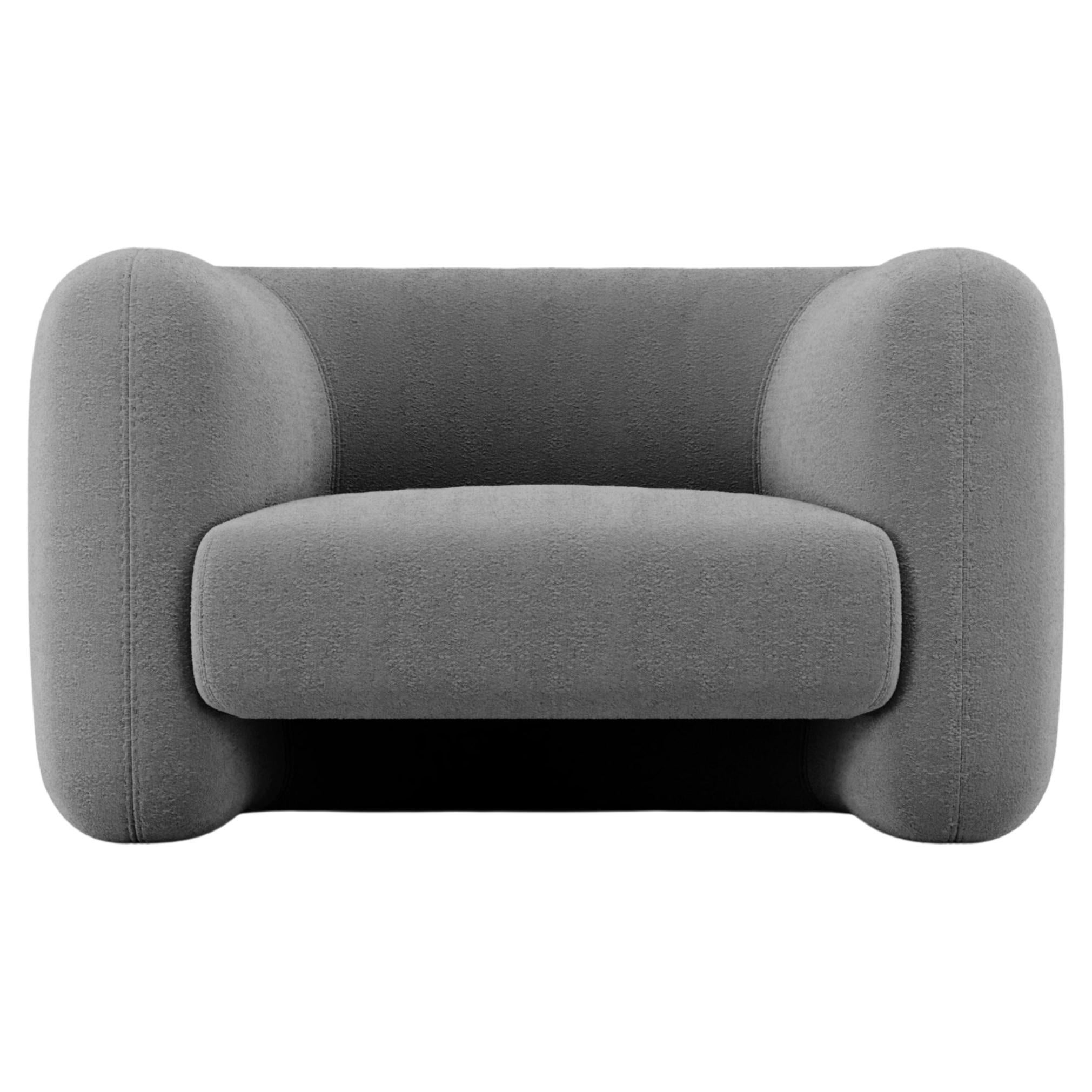21st Century Designed by Collector Studio Jacob Armchair Fabric Boucle Charcoal For Sale