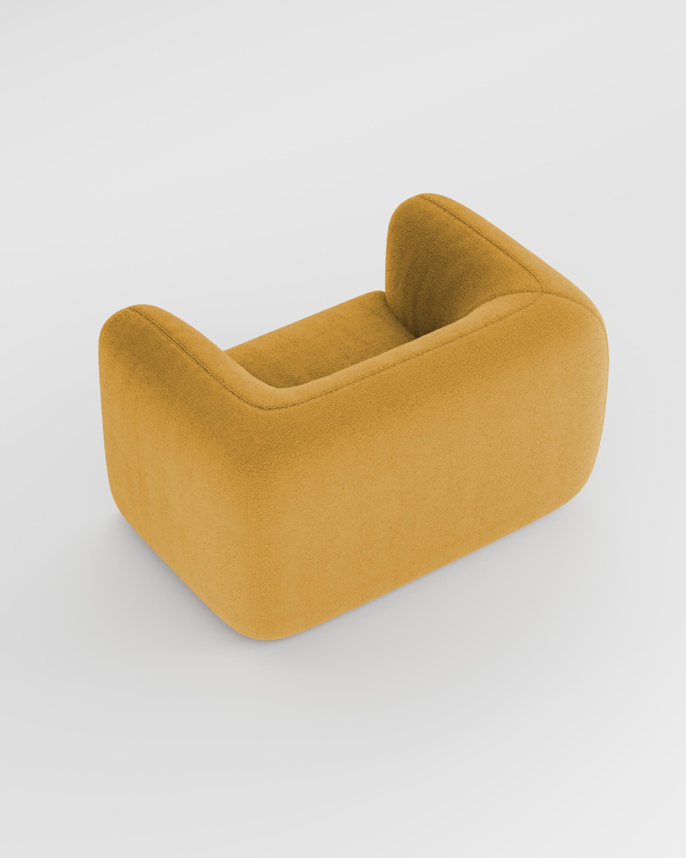 Portuguese 21st Century Designed by Collector Studio Jacob Armchair Fabric Boucle Mustard For Sale
