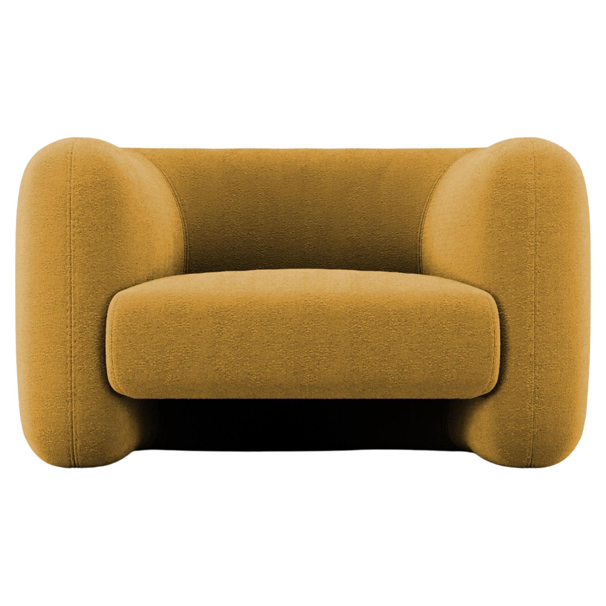 21st Century Designed by Collector Studio Jacob Armchair Fabric Boucle Mustard For Sale