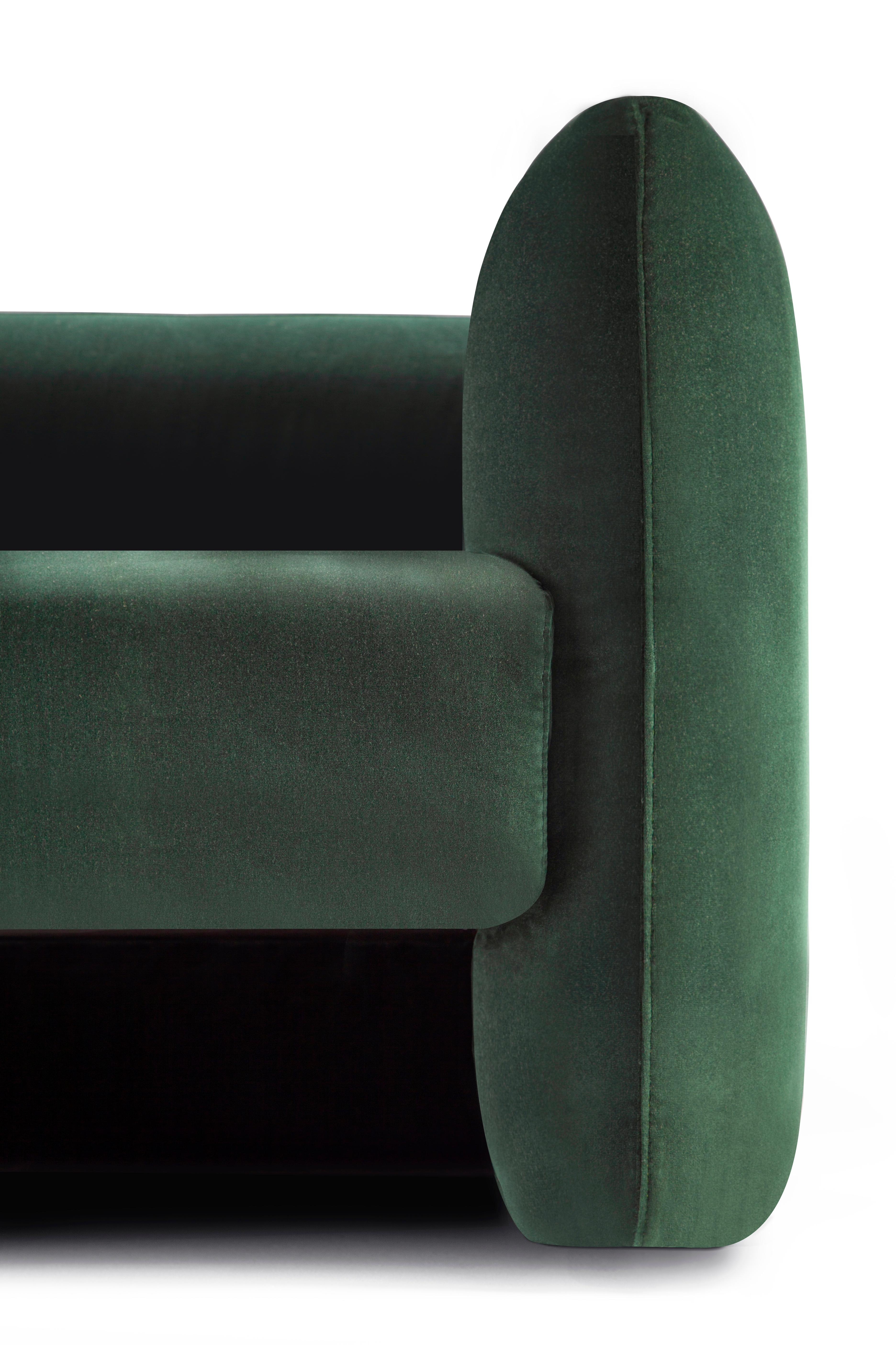 Portuguese Contemporary Modern Jacob Armchair in Green Velvet Fabric by Collector Studio For Sale