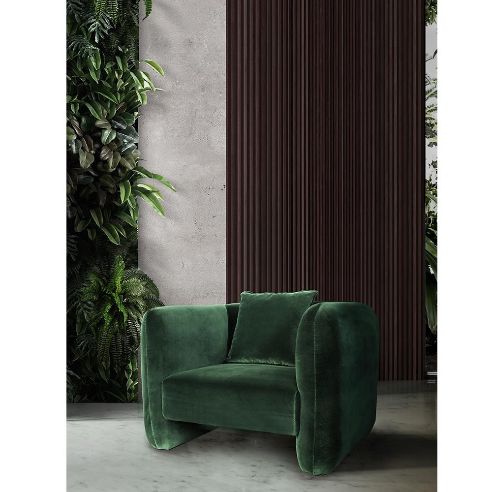 21st Century Designed by Collector Studio Jacob Armchair Fabric Green In New Condition For Sale In Castelo da Maia, PT