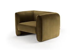 Contemporary Modern Jacob Armchair in Brown Velvet Fabric by Collector Studio