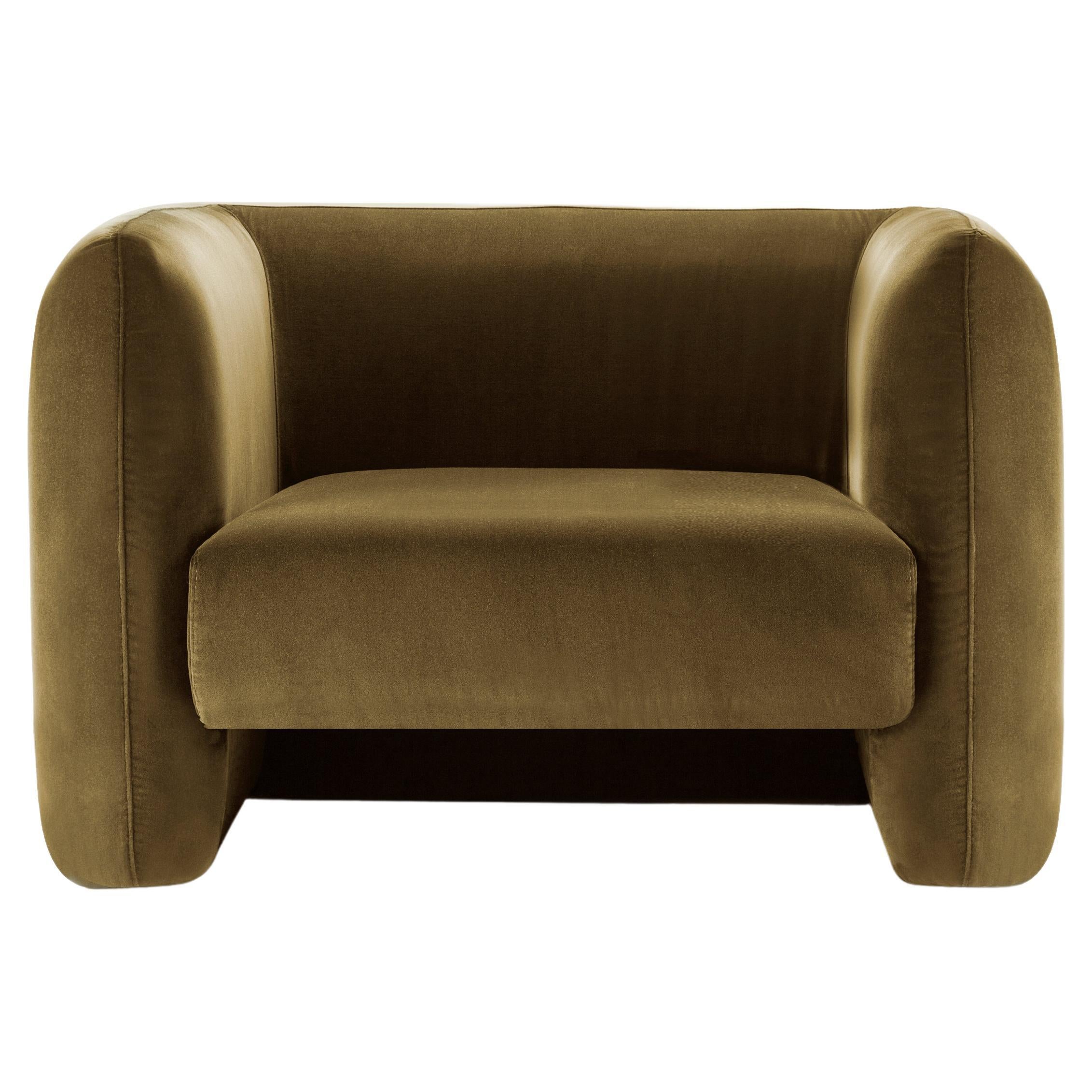 Zeitgenössischer moderner Jacob-Sessel aus braunem Samtstoff von Collector Studio