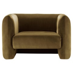 Contemporary Modern Jacob Armchair in Brown Velvet Fabric by Collector Studio
