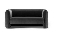 Canapé Jacob moderne contemporain en tissu de velours noir par Collector Studio