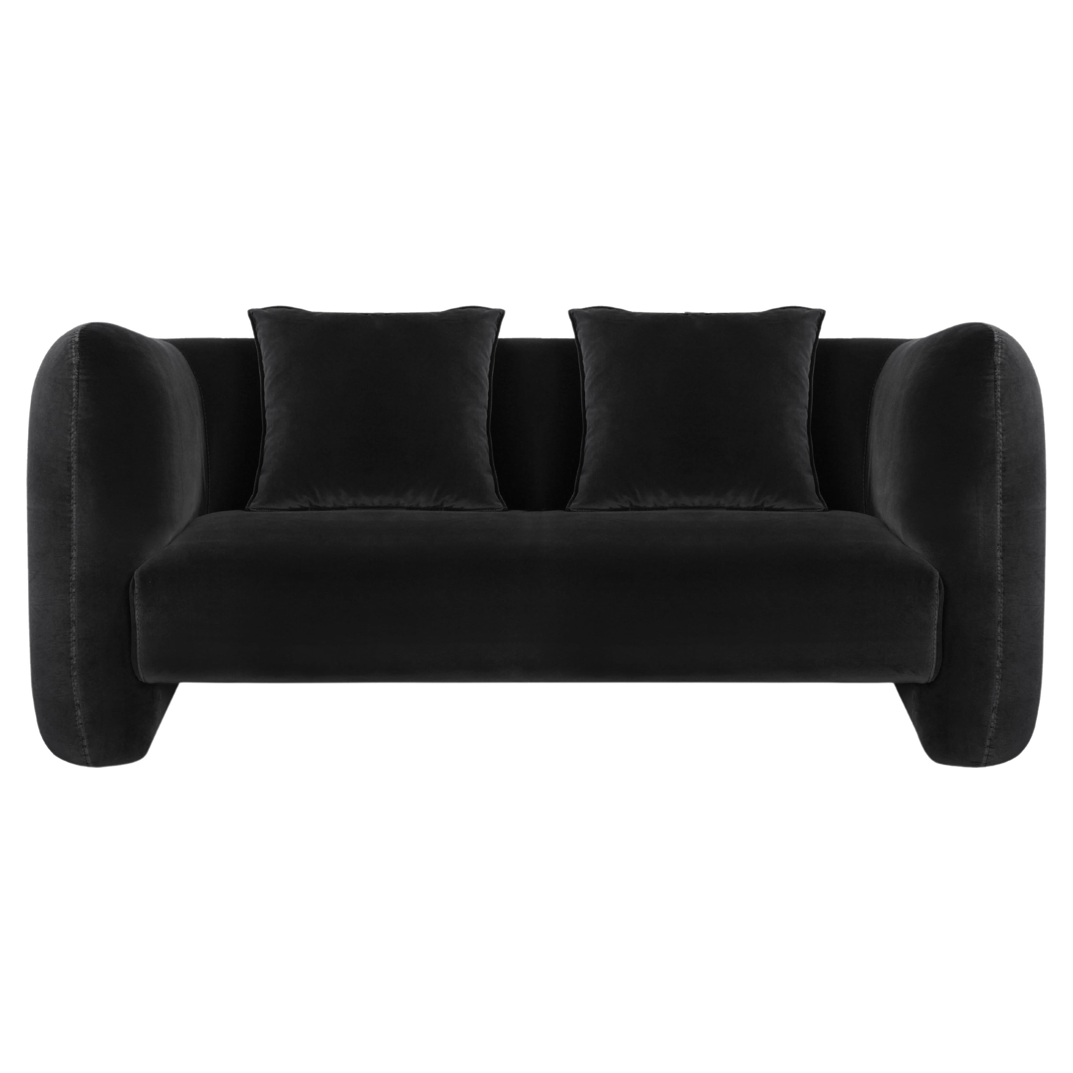 Contemporary Modern Jacob Sofa in Black Velvet Fabric by Collector Studio