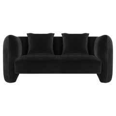 Contemporary Modern Jacob Sofa in Black Velvet Fabric by Collector Studio