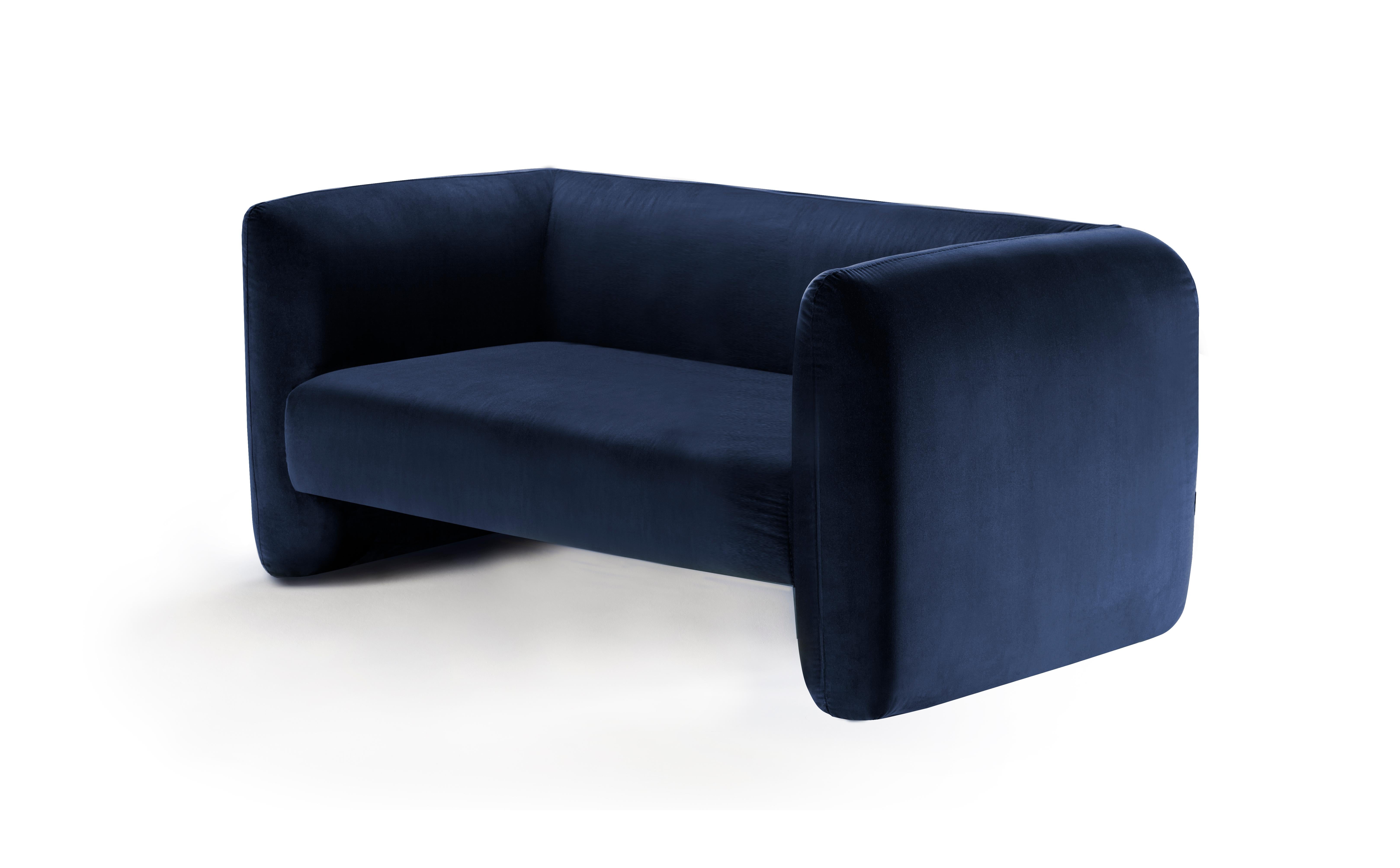 Portuguese Contemporary Modern Jacob Sofa in Deep Blue Velvet Fabric by Collector Studio For Sale