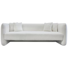 Contemporary Modern Jacob Sofa in White Boucle Fabric by Collector Studio