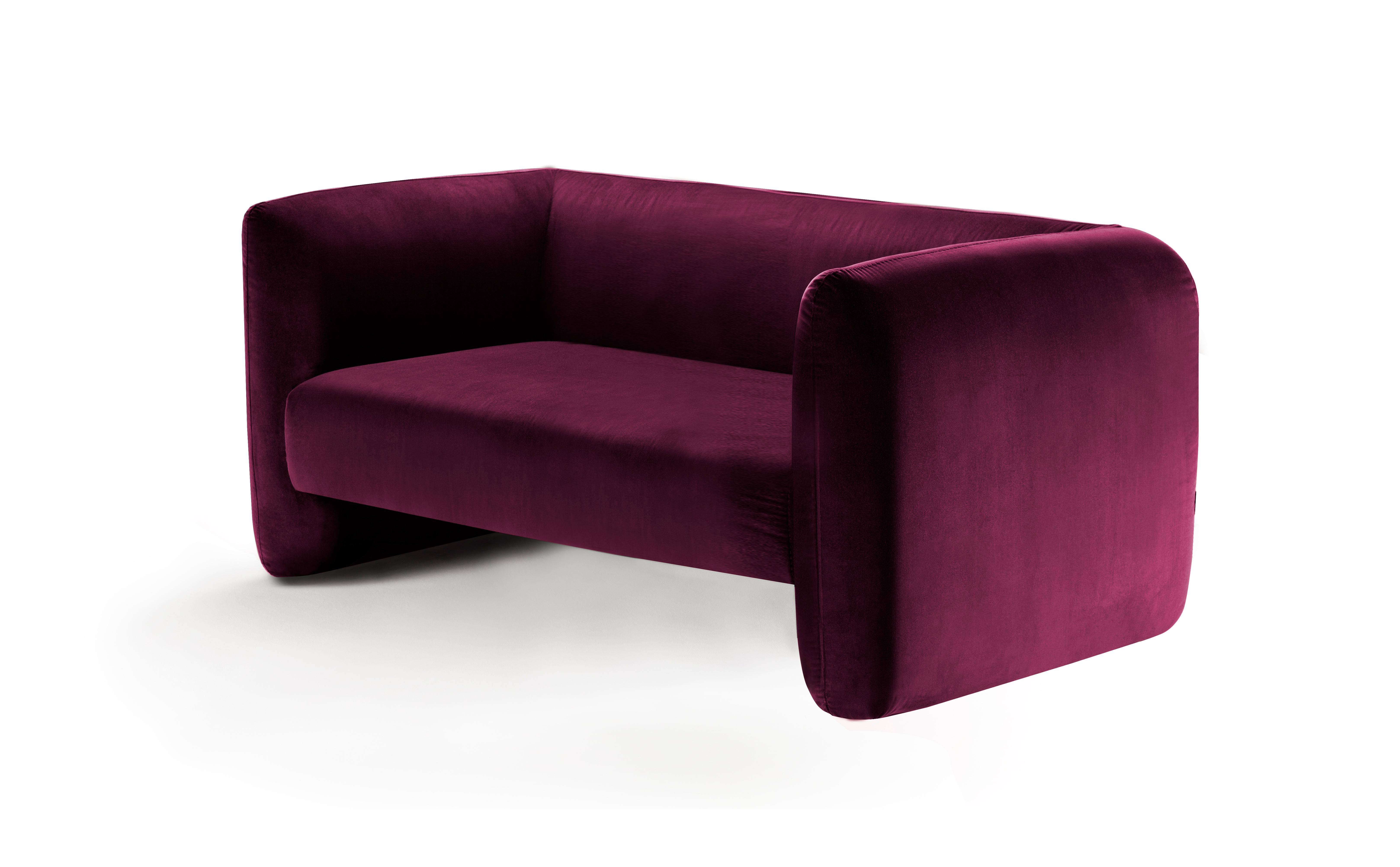 Contemporary Modern Collector Studio Jacob Sofa in Syrah Velvet by Collector

This fun and sophisticated 21st century sofa designed by Collector Studio, it’s simple shape and attractive color game along with other possible combinations of materials
