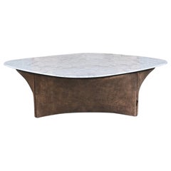 Contemporary Modern Lauren Coffee Table in Leather & Marble by Collector Studio