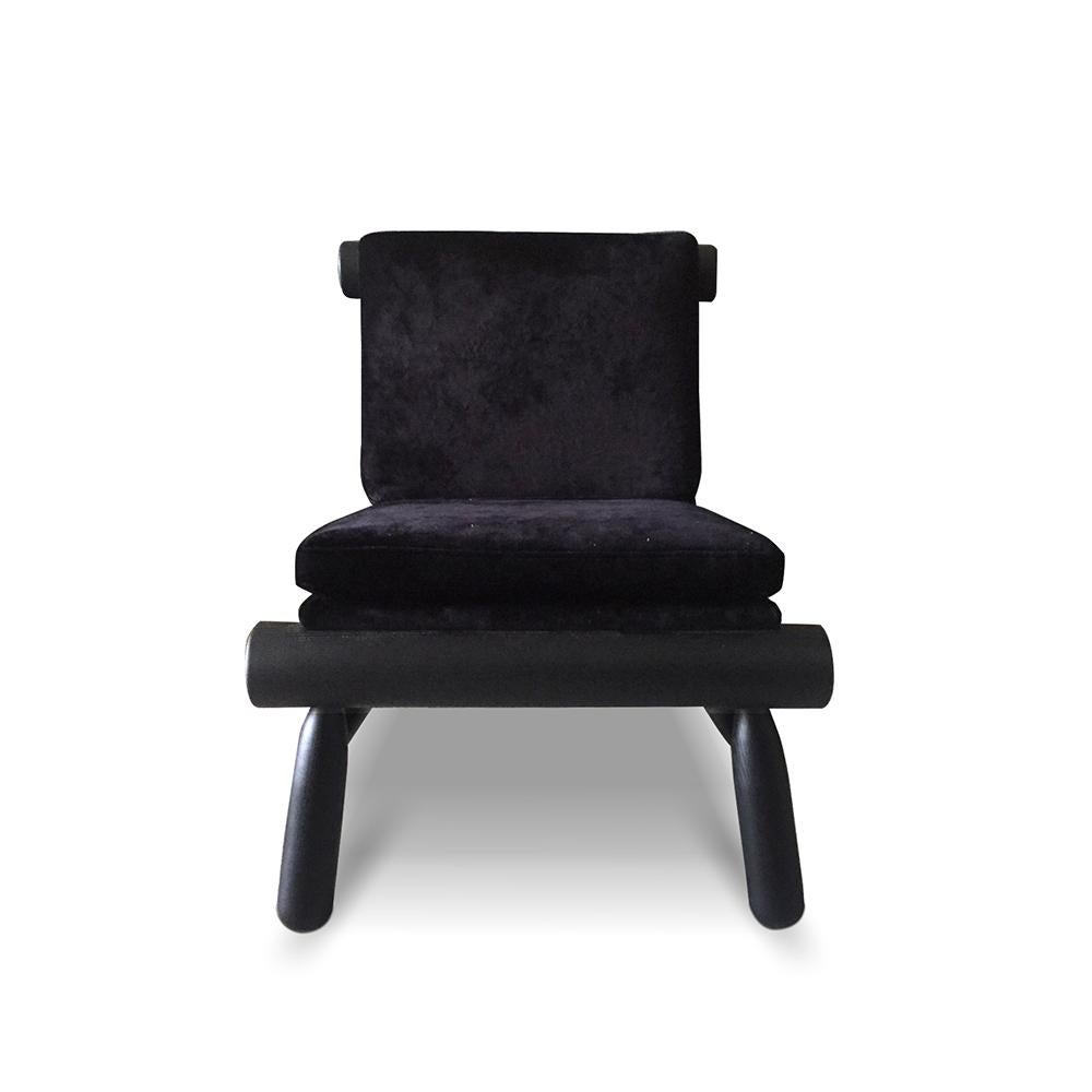 Portuguese 21st Century Designed by Davide Monopoli Seso Armchair Oak and Fabric, Set of 2 For Sale