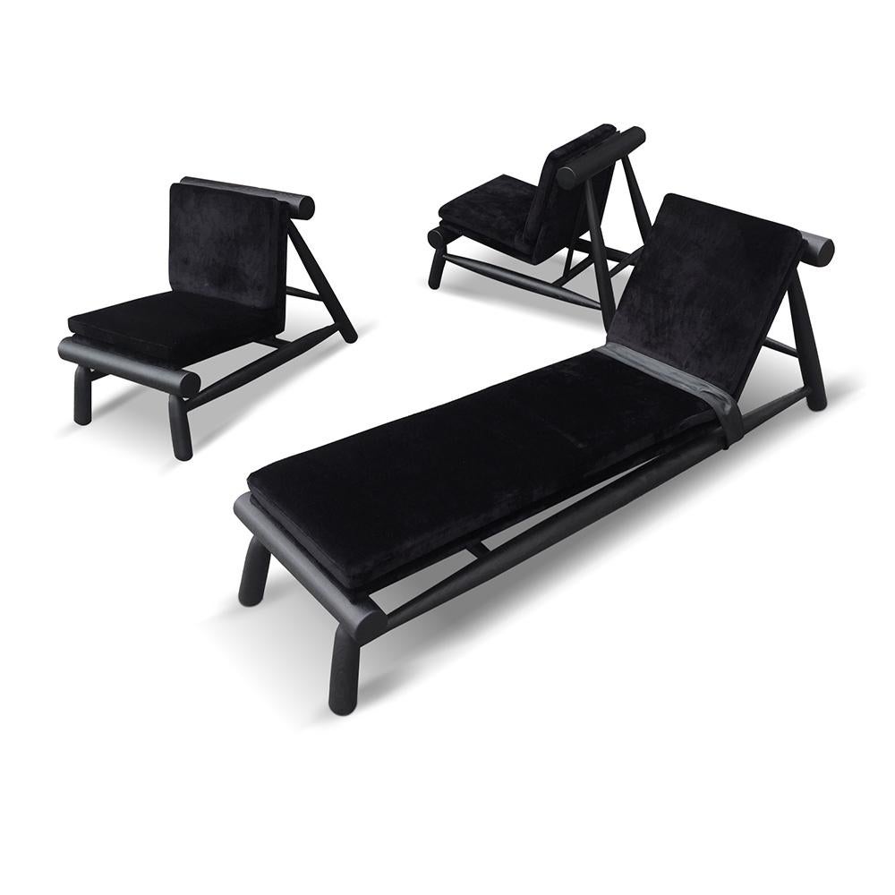 21st Century Designed by Davide Monopoli Seso Armchair Oak and Fabric, Set of 2 For Sale 4